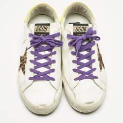 Pre Owned Golden Goose White Leather Super Star Lace Up Sneakers Size 39