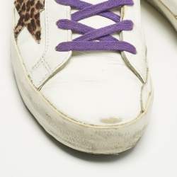 Pre Owned Golden Goose White Leather Super Star Lace Up Sneakers Size 39