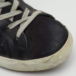 Pre Owned Golden Goose Black Leather Superstar Low Top Sneakers Size 37