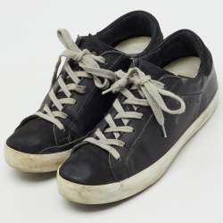 Pre Owned Golden Goose Black Leather Superstar Low Top Sneakers Size 37