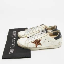 مملوكة مسبقًا Golden Goose White Leather Superstar Lace Up Sneakers Size 37