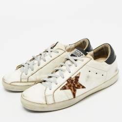 مملوكة مسبقًا Golden Goose White Leather Superstar Lace Up Sneakers Size 37