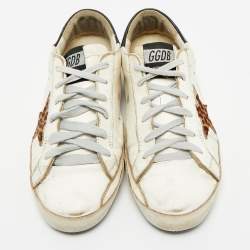 مملوكة مسبقًا Golden Goose White Leather Superstar Lace Up Sneakers Size 37