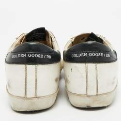 مملوكة مسبقًا Golden Goose White Leather Superstar Lace Up Sneakers Size 37