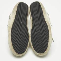 Pre Owned Golden Goose White Leather and Suede Superstar Lace Up Sneakers Size 37