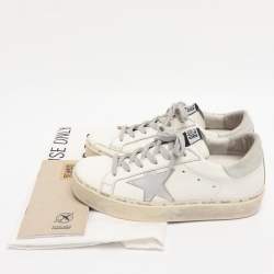 Pre Owned Golden Goose White/Silver Leather Hi Star Lace Up Sneakers Size 36