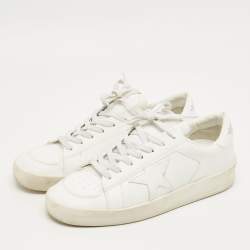 Pre Owned Golden Goose White Leather Stardan Lace Up Sneakers Size 40