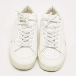 Pre Owned Golden Goose White Leather Stardan Lace Up Sneakers Size 40