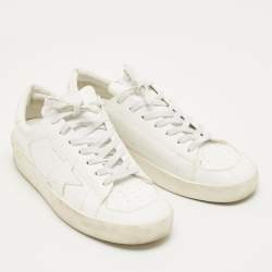 Pre Owned Golden Goose White Leather Stardan Lace Up Sneakers Size 40
