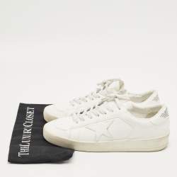 Pre Owned Golden Goose White Leather Stardan Lace Up Sneakers Size 40
