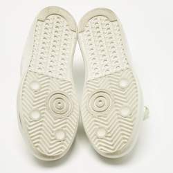 Pre Owned Golden Goose White/Silver Glitter and Leather PureStar Low Top Sneakers Size 35