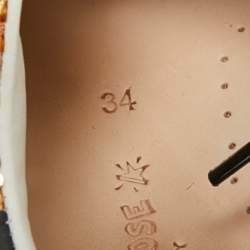 Pre Owned Golden Goose Gold Sequins Superstar Penstar Sneakers Size 34