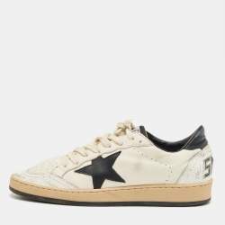 Pre Owned Golden Goose Off-White/Black Leather Ballstar Low Top Sneakers Size 39