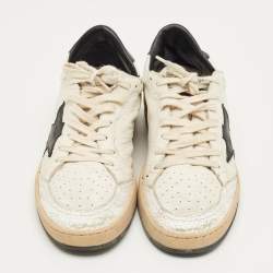 Pre Owned Golden Goose Off-White/Black Leather Ballstar Low Top Sneakers Size 39