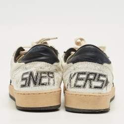 Pre Owned Golden Goose Off-White/Black Leather Ballstar Low Top Sneakers Size 39