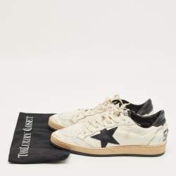Pre Owned Golden Goose Off-White/Black Leather Ballstar Low Top Sneakers Size 39