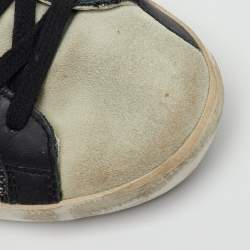 Pre Owned Golden Goose Black/Grey Lace and Suede Super Star Low Top Sneakers Size 36