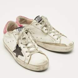 Pre Owned Golden Goose White Leather Hi Star Lace Up Sneakers Size 36