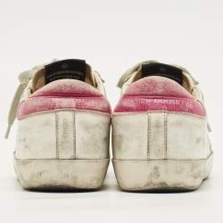 Pre Owned Golden Goose White Leather Hi Star Lace Up Sneakers Size 36