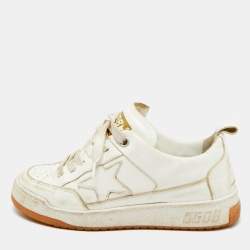 Pre Owned Golden Goose White Leather Yeah Lace Up Sneakers Size 35