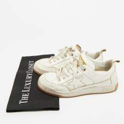 Pre Owned Golden Goose White Leather Yeah Lace Up Sneakers Size 35