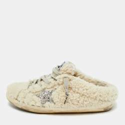 Pre Owned Golden Goose White Shearling Super Star Mules Sneakers Size 40