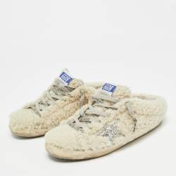 Pre Owned Golden Goose White Shearling Super Star Mules Sneakers Size 40