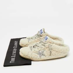 Pre Owned Golden Goose White Shearling Super Star Mules Sneakers Size 40
