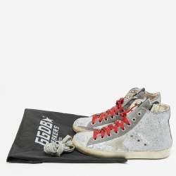 Pre Owned Golden Goose Grey Glitter and Suede Francy Sneakers Size 38