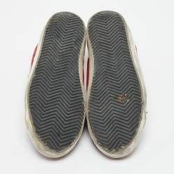 مملوكة مسبقًا Golden Goose Super Star Size 37 Red Leather and Suede Lace Up Sneakers