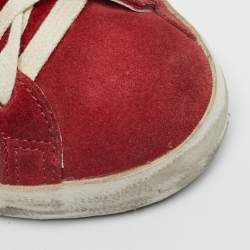 مملوكة مسبقًا Golden Goose Super Star Size 37 Red Leather and Suede Lace Up Sneakers