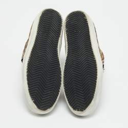 Pre Owned Golden Goose Superstar Size 38 Multicolor leopard print Calf Hair and Leather High Top Sneakers