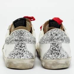 Pre Owned حذاء رياضي جولدن غوس سوبر ستار جلد عجل بطبعة فهد أبيض وجلد مقاس 39