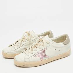 مملوكة مسبقًا Golden Goose Superstar Size 38 White Leather and Suede Lace Up Sneakers