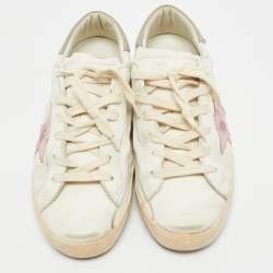مملوكة مسبقًا Golden Goose Superstar Size 38 White Leather and Suede Lace Up Sneakers