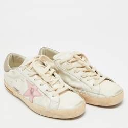 مملوكة مسبقًا Golden Goose Superstar Size 38 White Leather and Suede Lace Up Sneakers