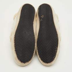 Pre Owned حذاء رياضي غولدن غوس سوبر ستار منخفض من أعلى جلد أبيض وفرو شيرلينغ مقاس 39