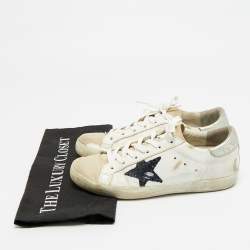 مملوكة مسبقًا Golden Goose Superstar Size 39 White/Brown Leather and Nubuck Leather Lace Up Sneakers