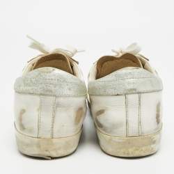 مملوكة مسبقًا Golden Goose Superstar Size 39 White/Brown Leather and Nubuck Leather Lace Up Sneakers