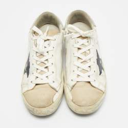 مملوكة مسبقًا Golden Goose Superstar Size 39 White/Brown Leather and Nubuck Leather Lace Up Sneakers