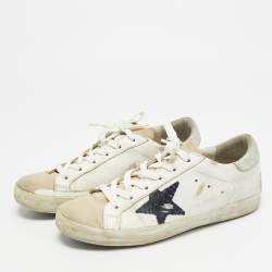 مملوكة مسبقًا Golden Goose Superstar Size 39 White/Brown Leather and Nubuck Leather Lace Up Sneakers