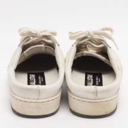 Pre Owned Golden Goose Ballstar Size 39 White/Black Leather and Glitter Mule Sneakers