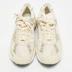 مملوكة مسبقًا حذاء رياضي جولدن غوس داد ستار مقاس 38 قماش شبكي وزمخ أبيض/رمادي مع رباط