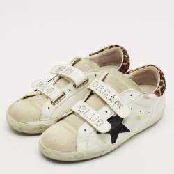 Pre Owned Golden Goose Old school Size 37 White/Grey Leather and Suede Low Top Sneakers