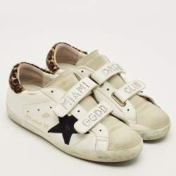 Pre Owned Golden Goose Old school Size 37 White/Grey Leather and Suede Low Top Sneakers