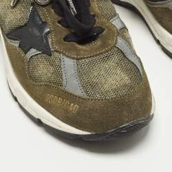 Pre Owned Golden Goose Dad-Star Size 38 Dark Green/Grey Mesh and Suede Lace Up Sneakers