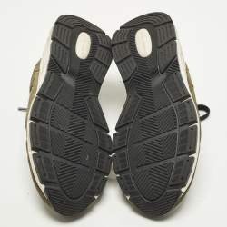 Pre Owned Golden Goose Dad-Star Size 38 Dark Green/Grey Mesh and Suede Lace Up Sneakers