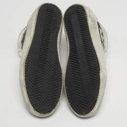 Pre Owned حذاء رياضي غولدن غوز فرانسي علوي غليتر فضي وأبيض وجلد مقاس 40