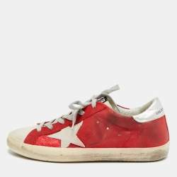 مملوكة مسبقًا Golden Goose Superstar Size 39 Tricolor Glitter and Suede Lace Up Sneakers