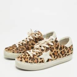 مملوكة مسبقًا Golden Goose Hi Star Size 39 Brown/White Leopard Print Calf Hair and Leather Lace Up Sneakers